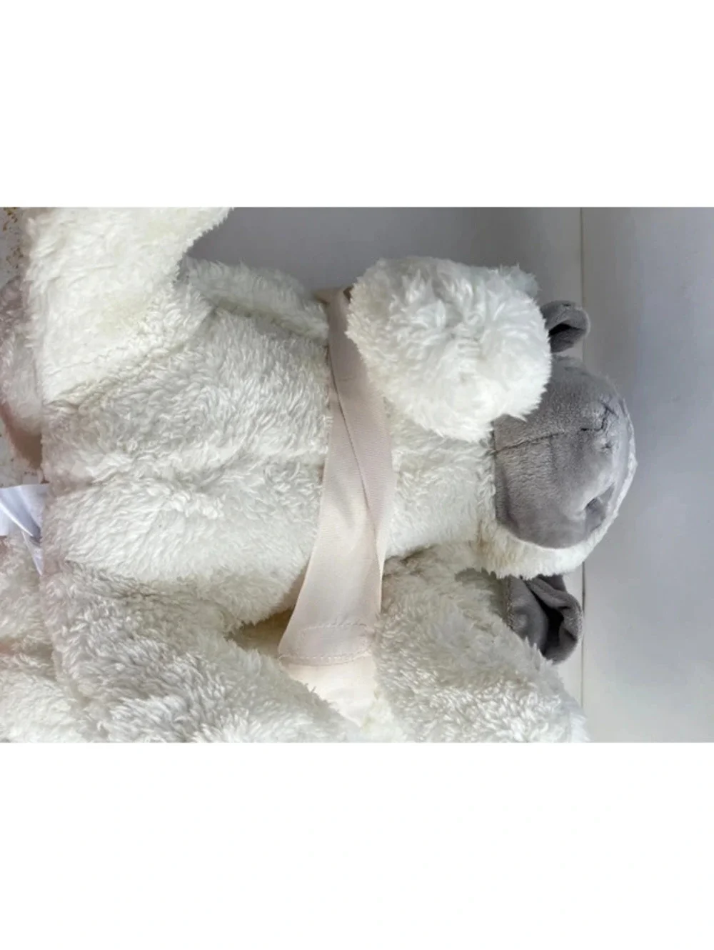 Plush Hug Me  Bear and Blanket 2 Piece Gift Set with 50” X 60”Throw White Soft
